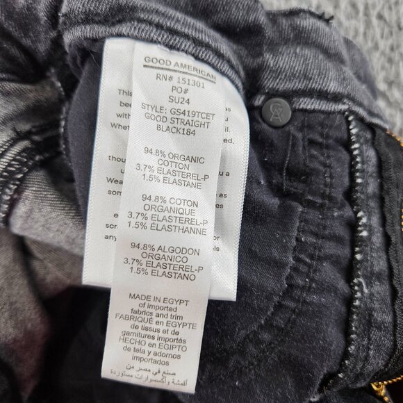 Good American Jeans Womens 4 (26x27) Black Good Straight Ankle Stretch Mid Rise - Picture 5 of 15